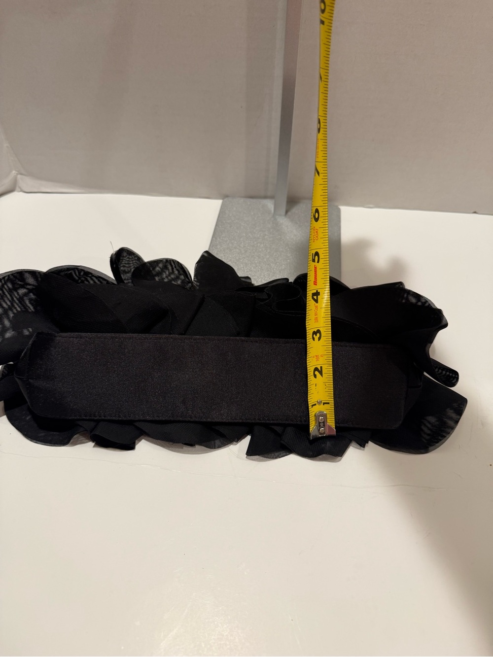 Elegant Black Ruffled Chain-Handle Clutch with Crystal Detail - Picture 9 of 15